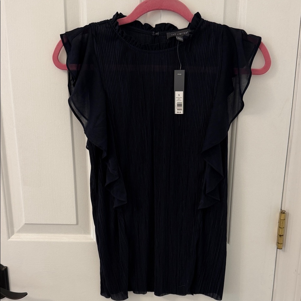 The Limited Navy Ruffled Blouse